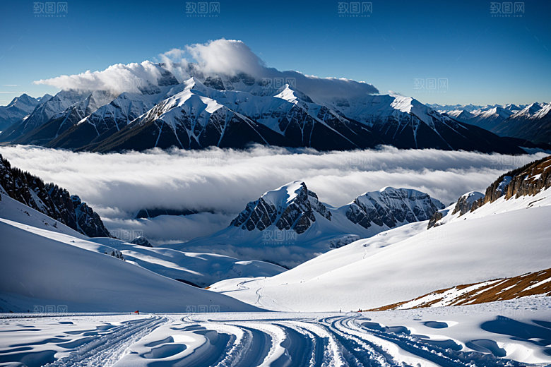 雪山高海拔雪峰摄影图