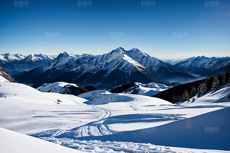 雪山雪峰高山摄影图