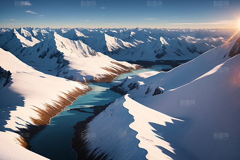 雪山高山雪峰摄影图