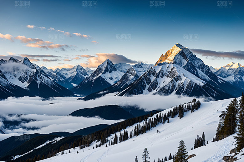 雪山顶峰自然摄影图