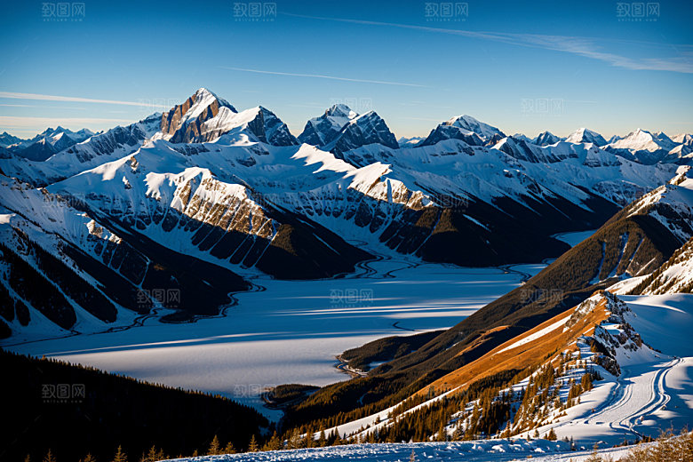 雪山顶峰高山摄影图