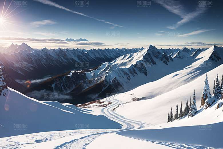雪山高清顶峰摄影图