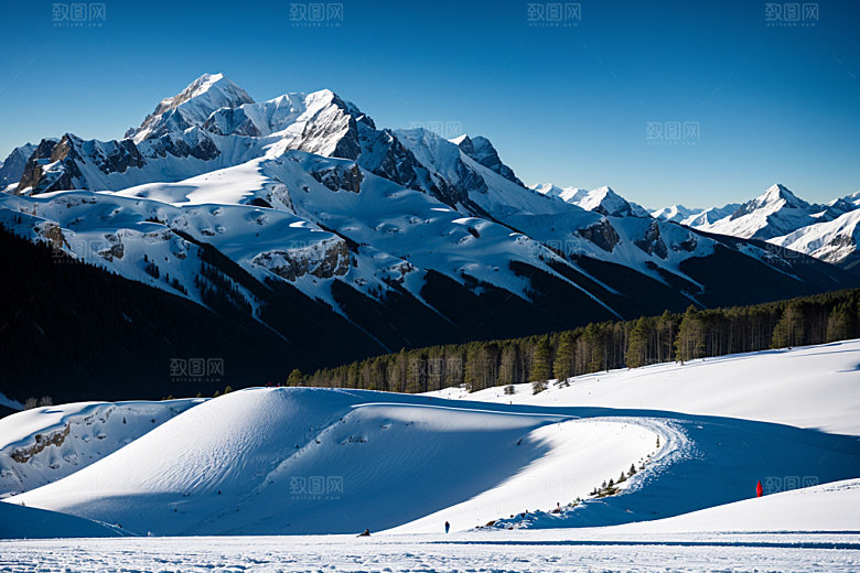 雪山高海拔顶峰摄影图