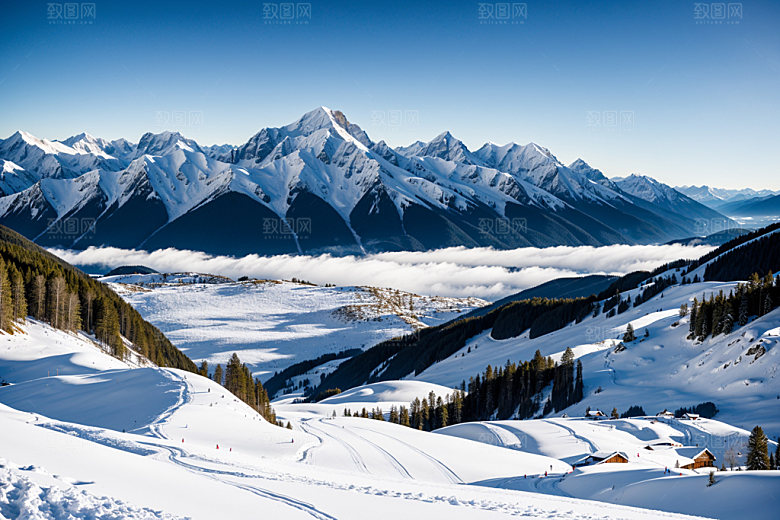 雪山雪峰风光摄影图