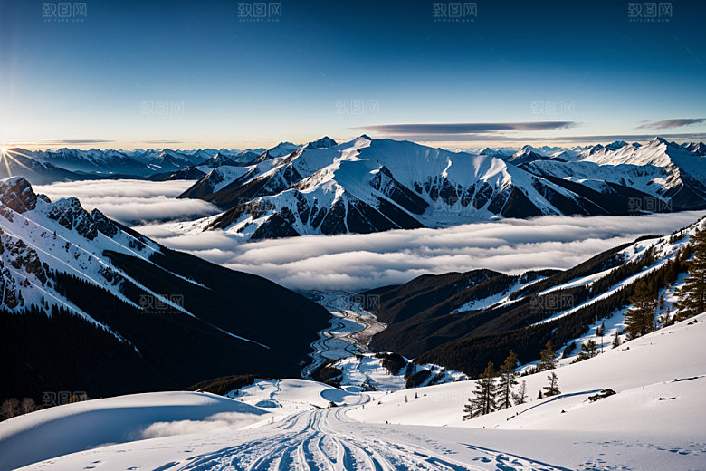 雪山自然顶峰摄影图