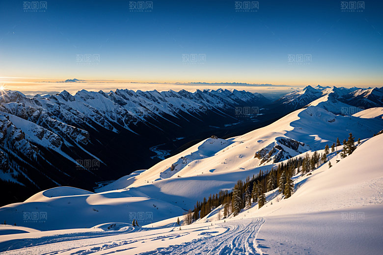 雪山风景雪峰摄影图