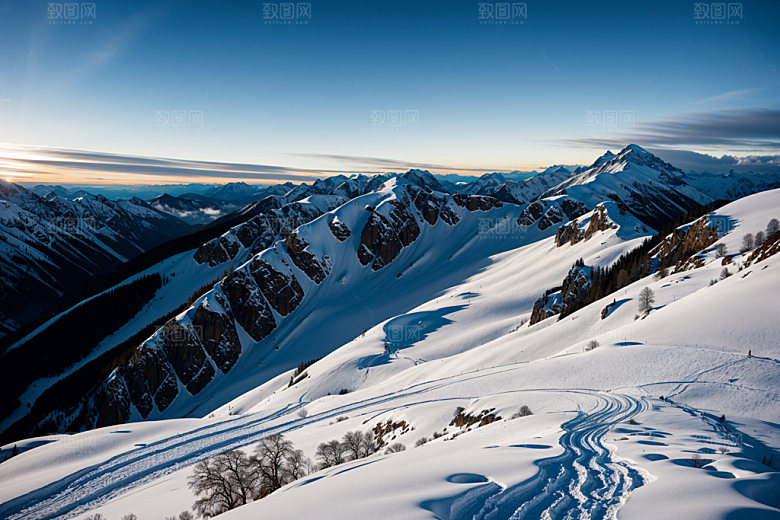 雪山雪峰风光摄影图