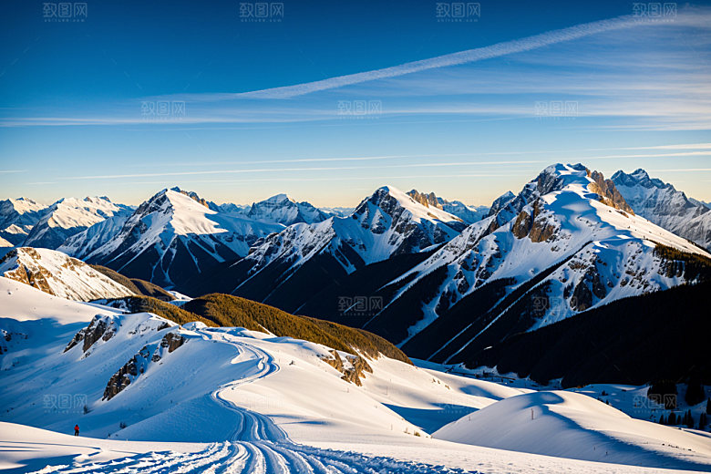 雪山高山雪峰摄影图