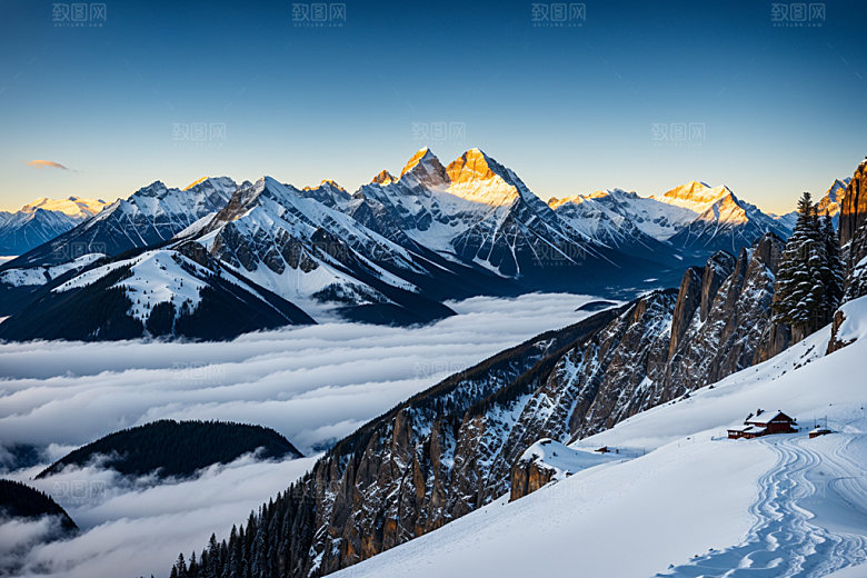 雪山高山雪峰摄影图