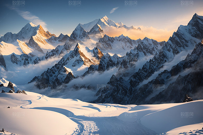 雪山高海拔雪峰摄影图