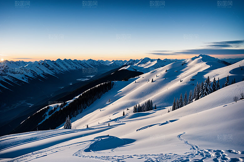 雪山自然雪峰摄影图