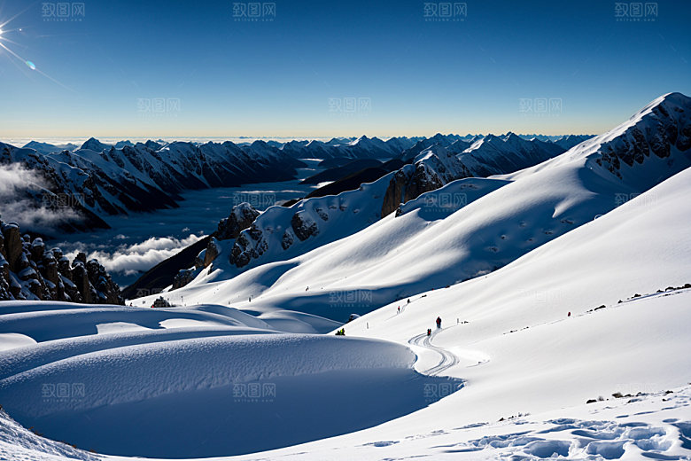 雪山雪峰高山摄影图