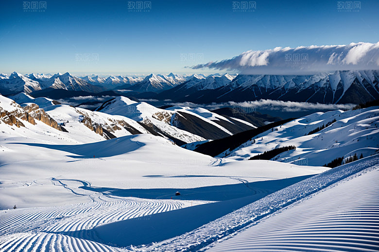 雪山风景雪峰摄影图