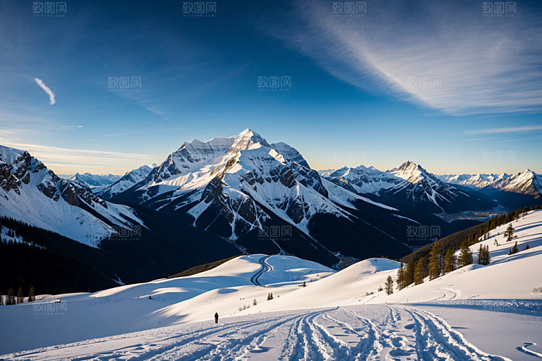 雪山雪峰风光摄影图