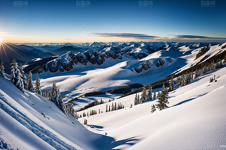 雪山顶峰高清摄影图