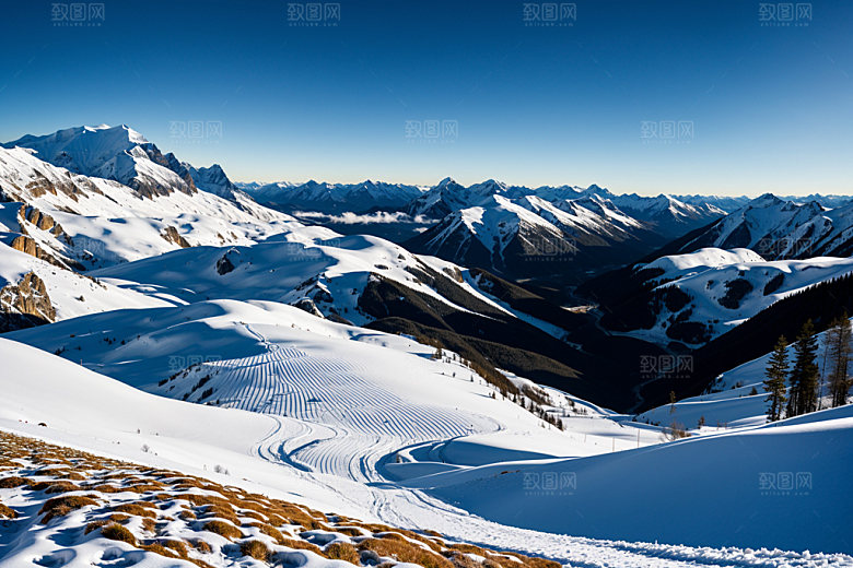 雪山顶峰高清摄影图