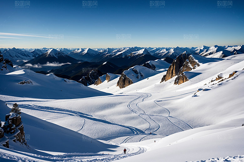 雪山顶峰风光摄影图