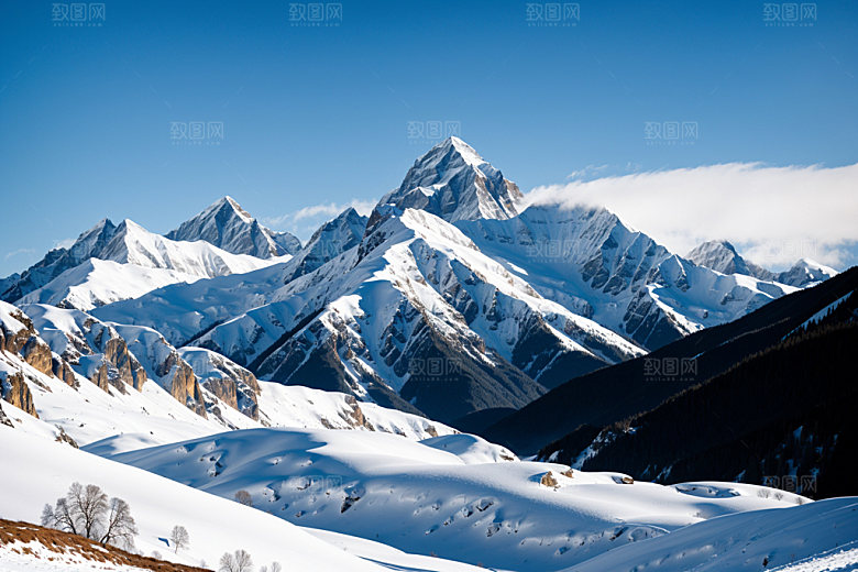 雪山顶峰雪峰摄影图