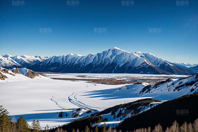 雪山雪峰自然摄影图