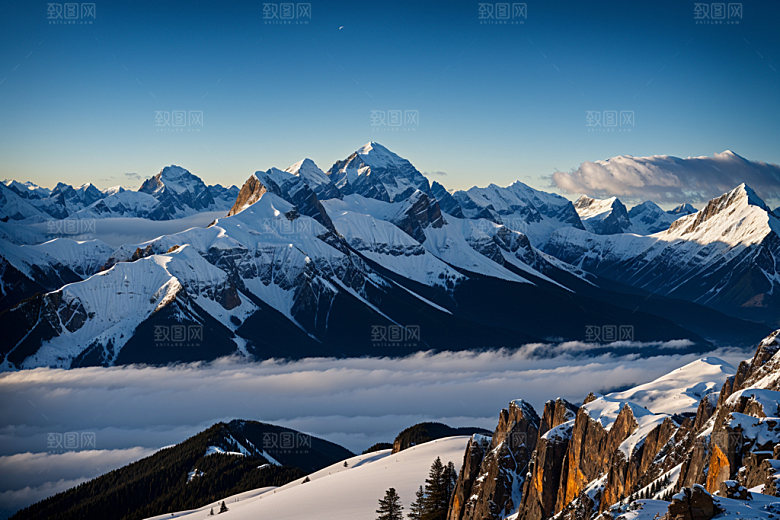 雪山高山顶峰摄影图