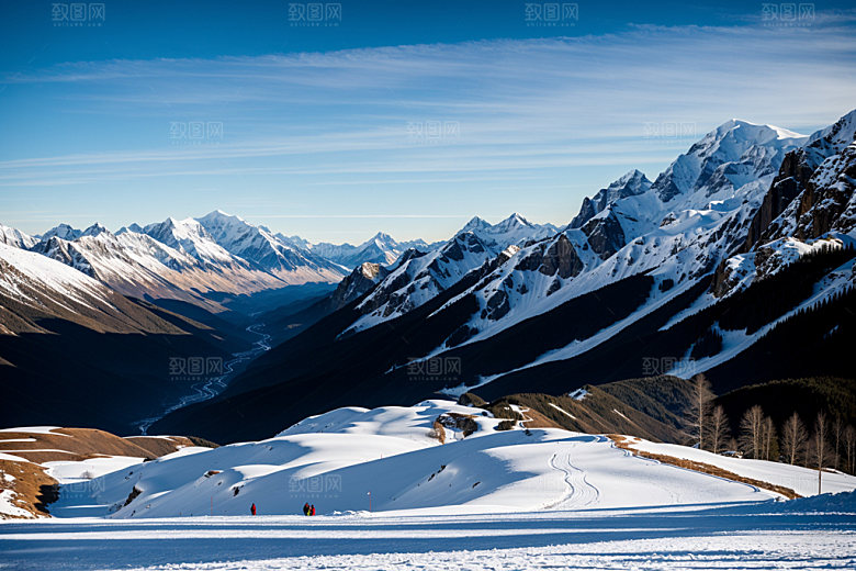 雪山自然顶峰摄影图