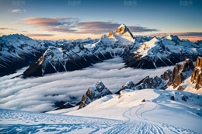 雪山雪峰高山摄影图