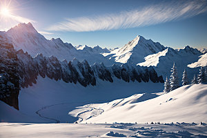 雪山自然风景摄影图