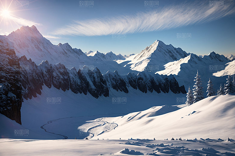 雪山自然风景摄影图