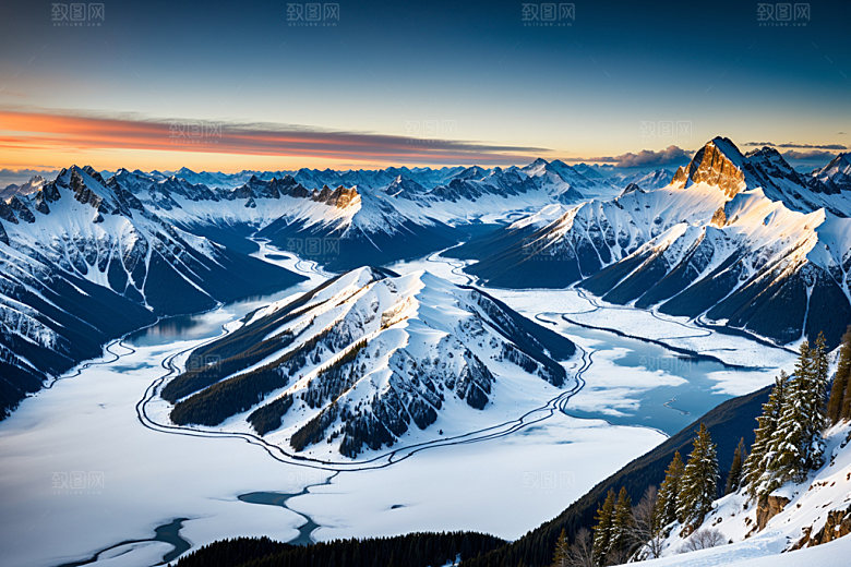 雪山顶峰自然摄影图