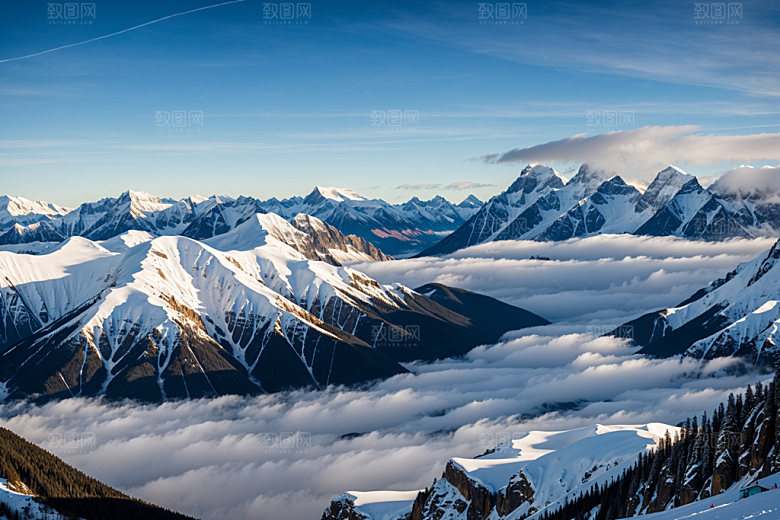 雪山顶峰自然摄影图