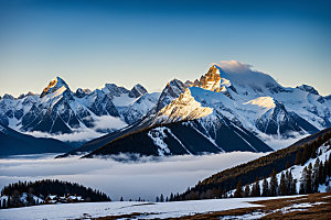 雪山雪峰高清摄影图