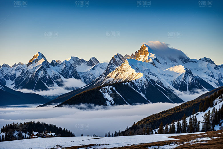 雪山雪峰高清摄影图
