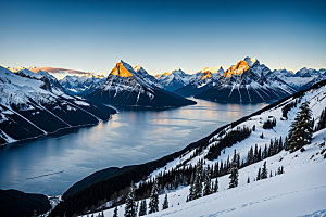 雪山顶峰风景摄影图