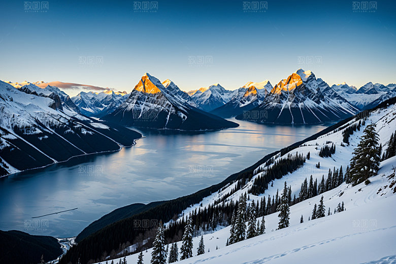 雪山顶峰风景摄影图