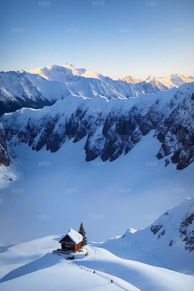 雪山风景顶峰摄影图