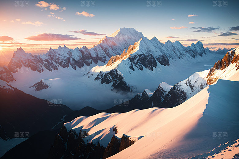 雪山顶峰雪峰摄影图