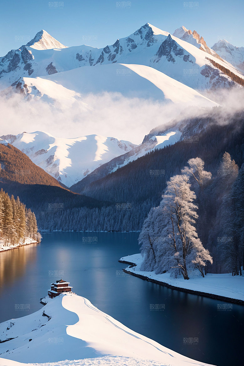 雪山自然风景摄影图