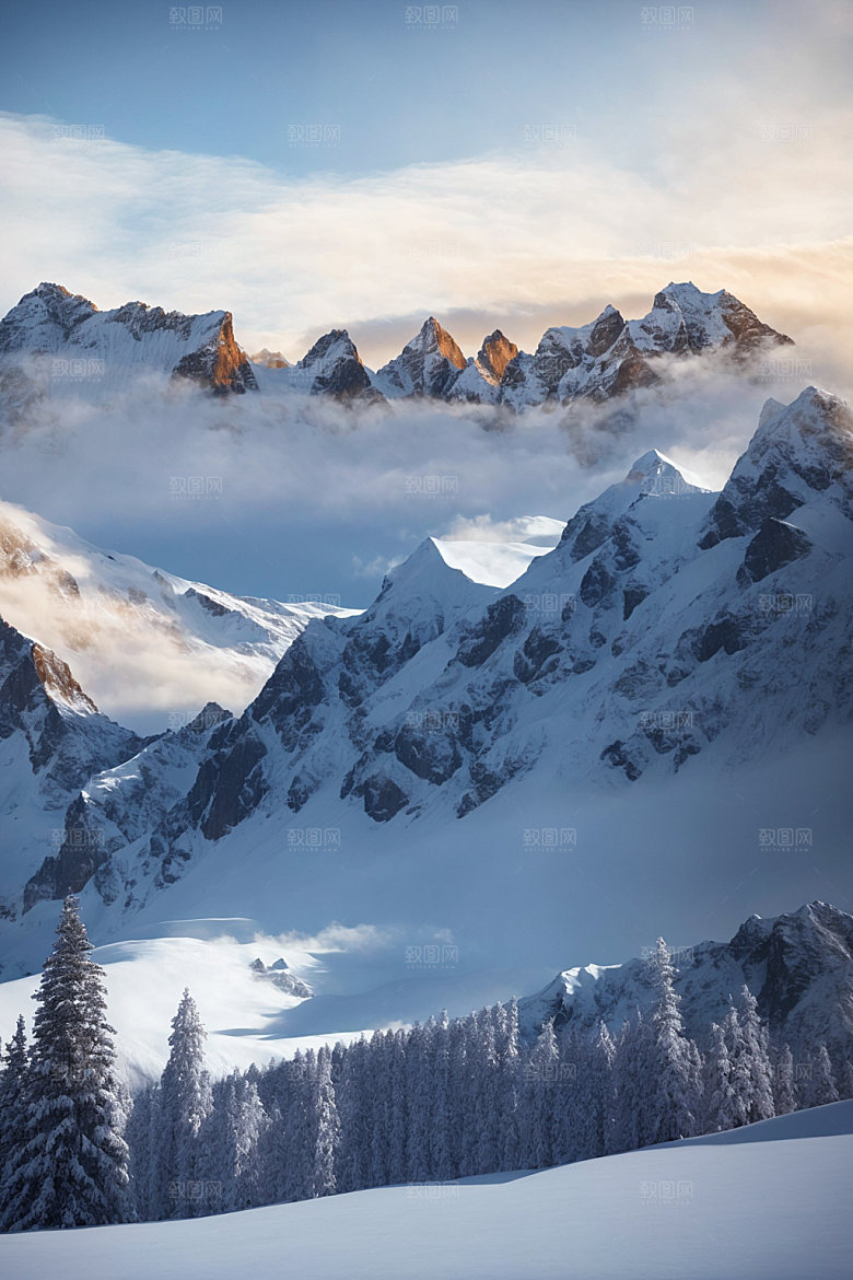 雪山自然雪峰摄影图