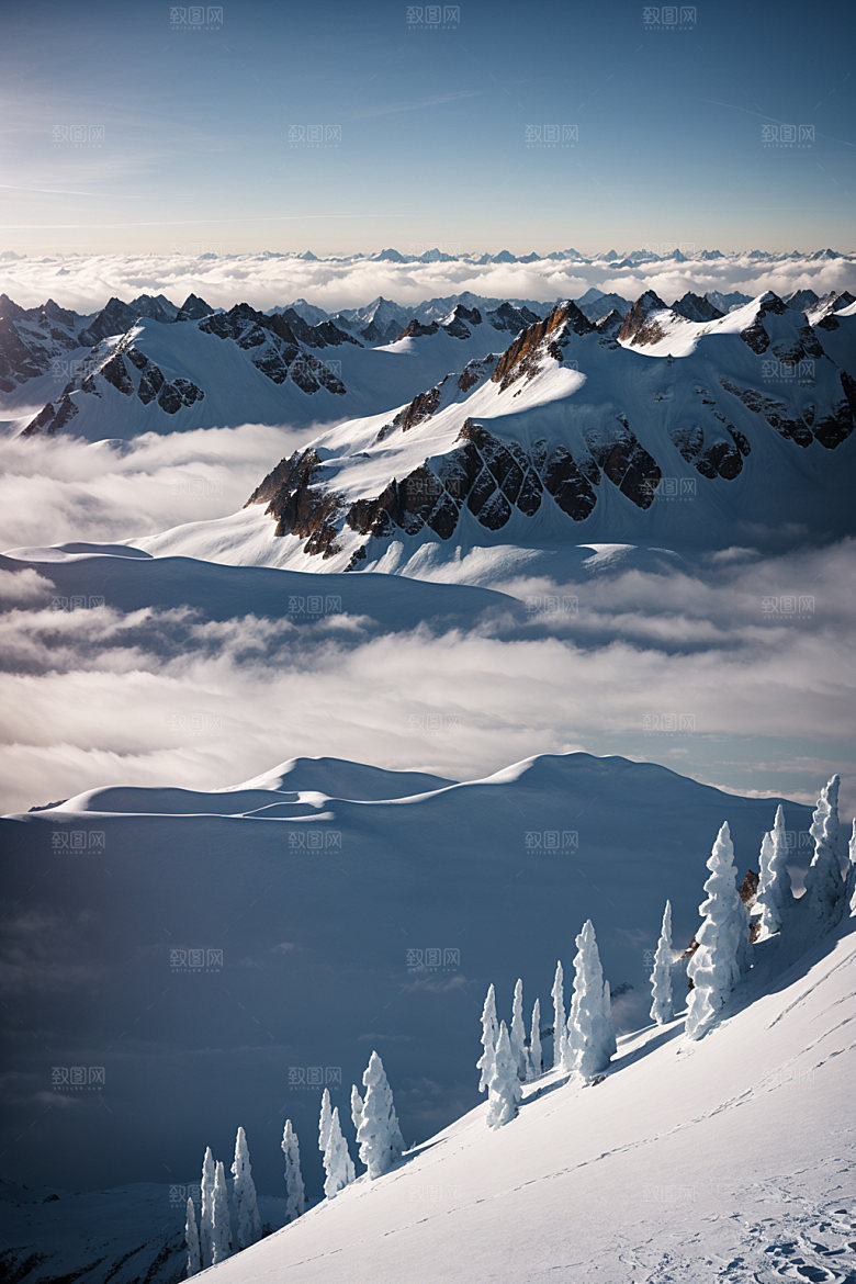 雪山风光雪峰摄影图