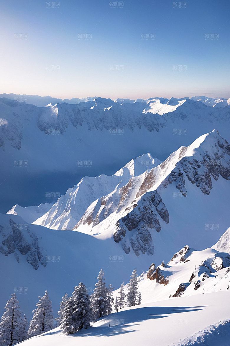 雪山雪峰高山摄影图