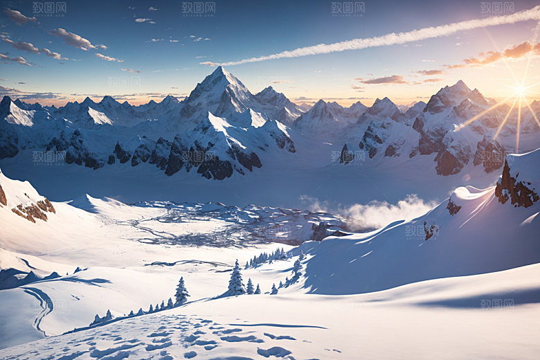 雪山风光高海拔摄影图