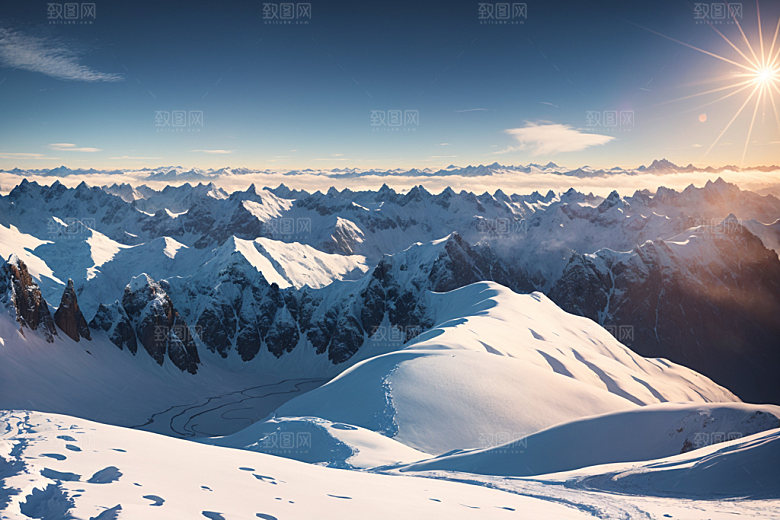 雪山风景高山摄影图