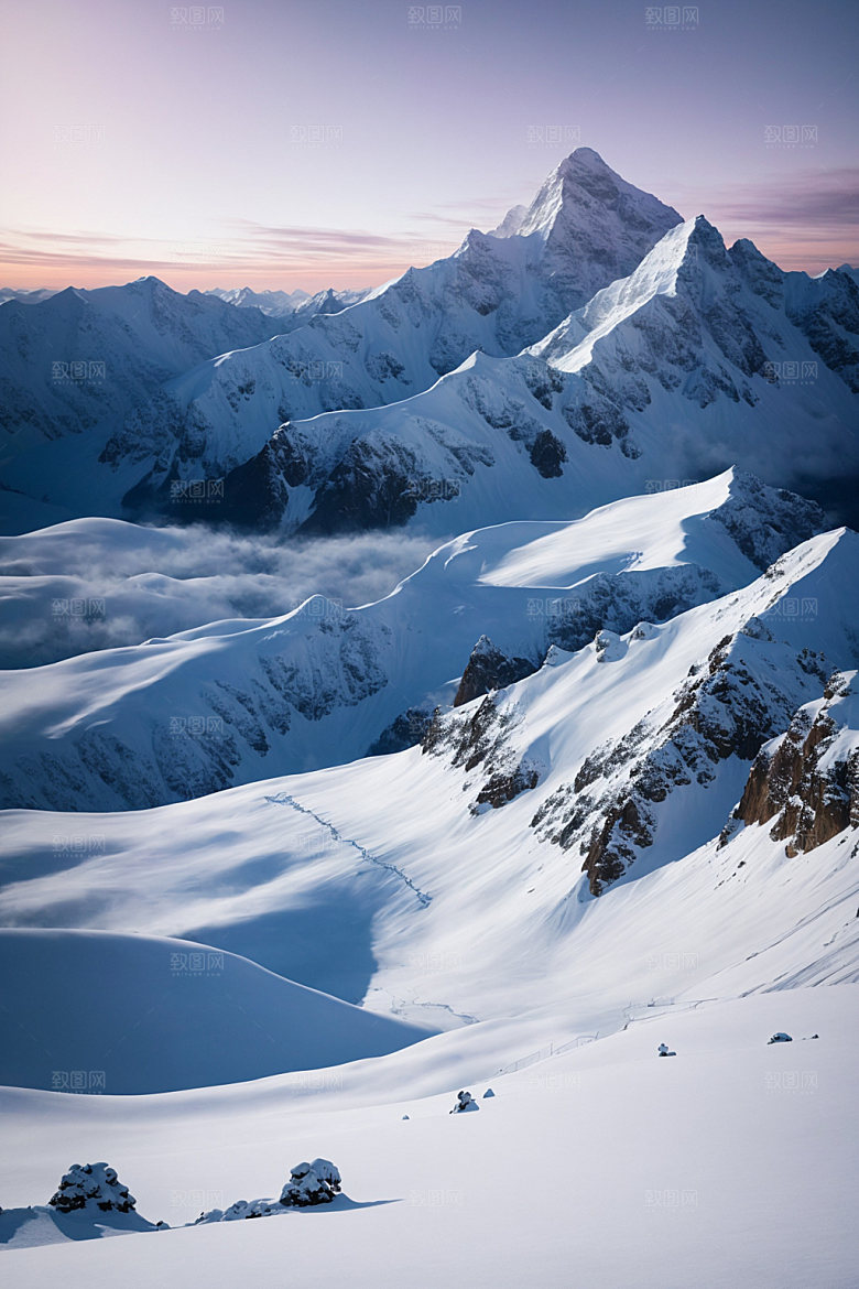 雪山自然顶峰摄影图