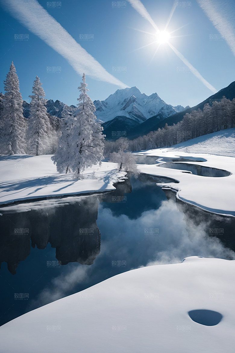 雪山雪峰风景摄影图