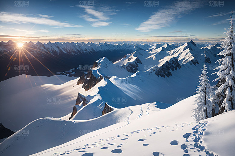 雪山风景高山摄影图