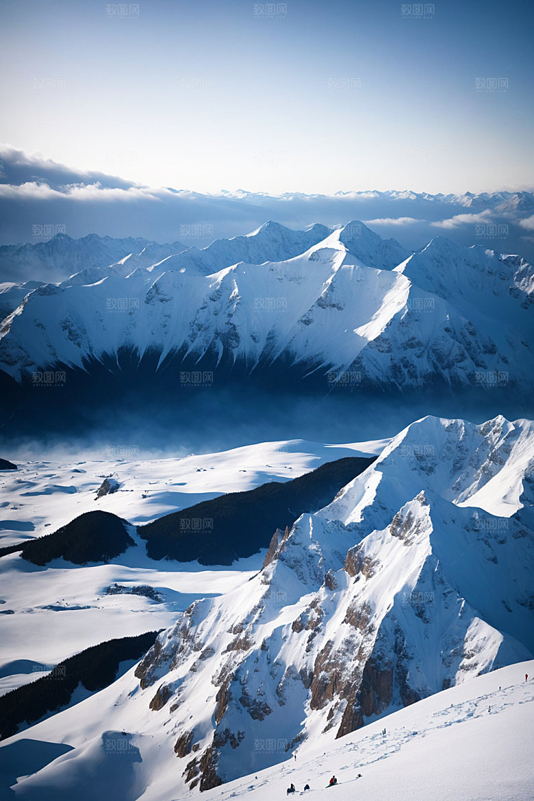 雪山雪峰风光摄影图