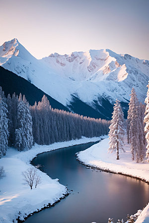 雪山雪峰高清摄影图
