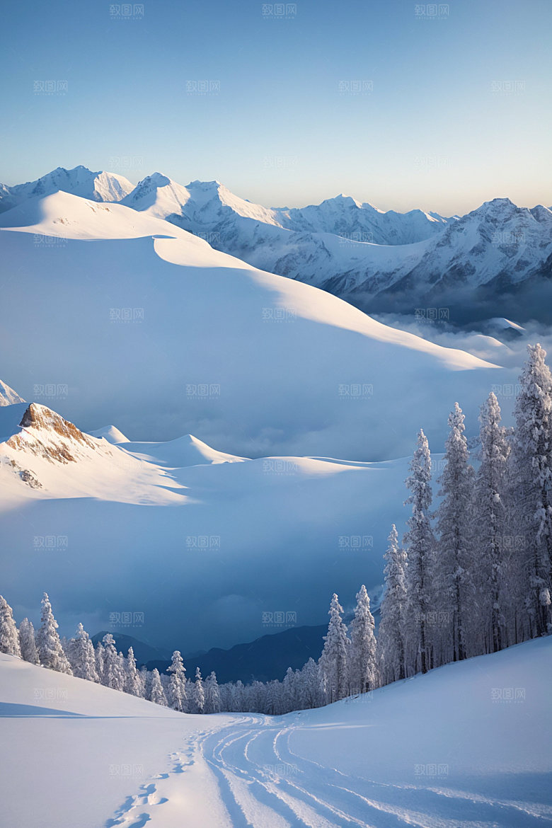 雪山雪峰高海拔摄影图