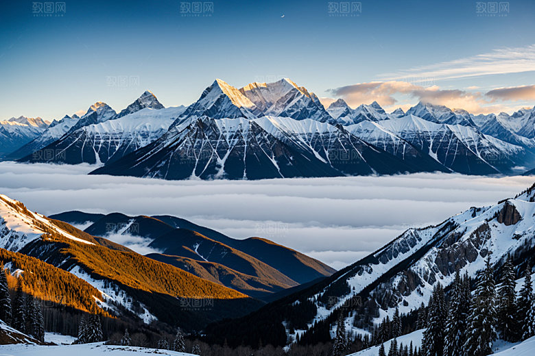 雪山顶峰风光摄影图