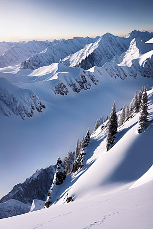 雪山顶峰高清摄影图